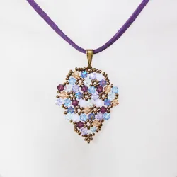 Pendant 45cm - Shea Grapes-Purple Suedine - Pendant 45cm - Laiton bronze